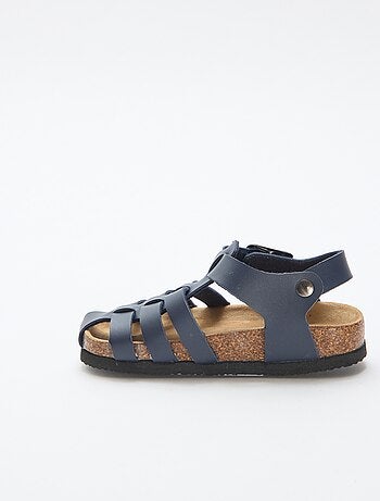 Sandália estampada lisa com tiras