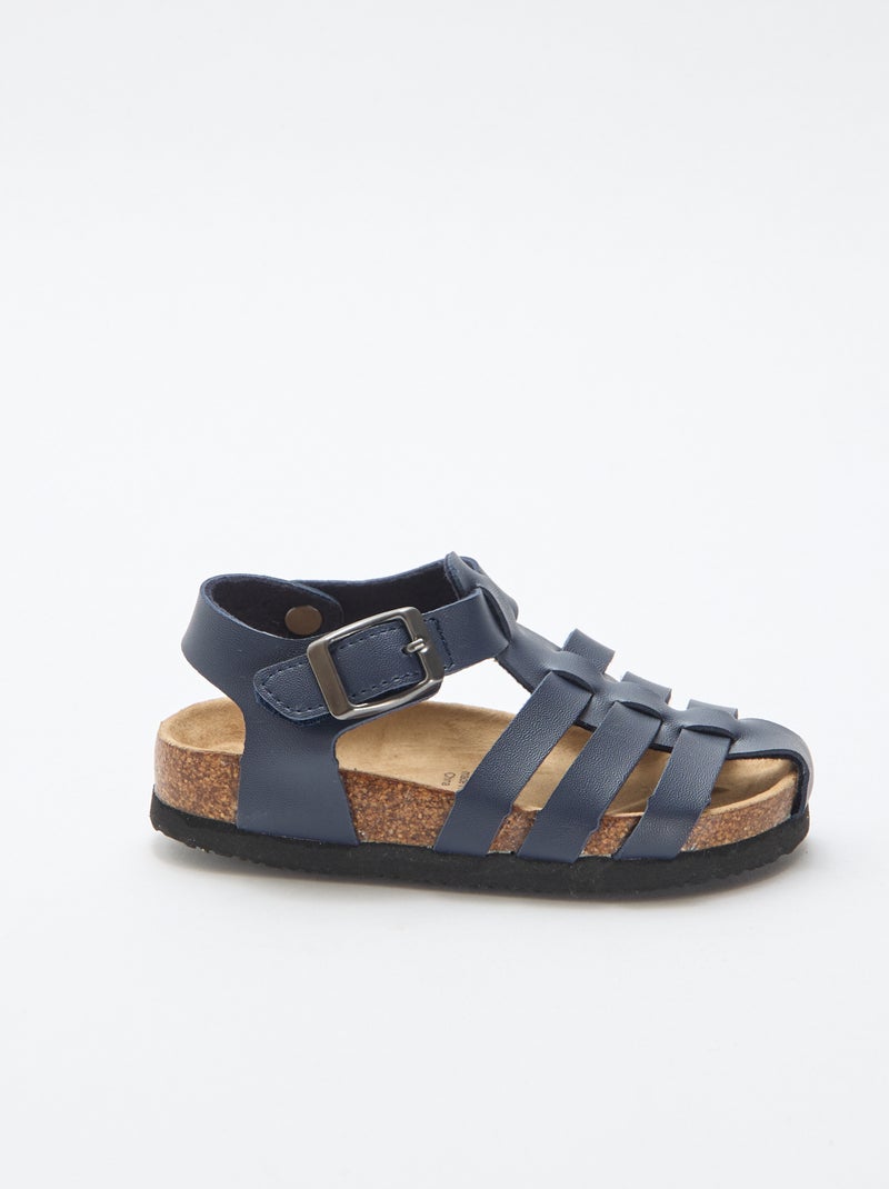 Sandália estampada lisa com tiras Azul - Kiabi