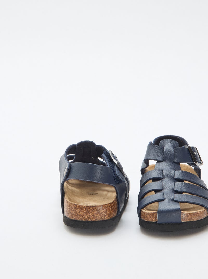 Sandália estampada lisa com tiras Azul - Kiabi