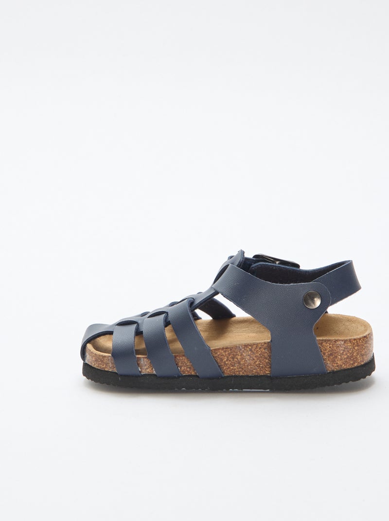 Sandália estampada lisa com tiras Azul - Kiabi