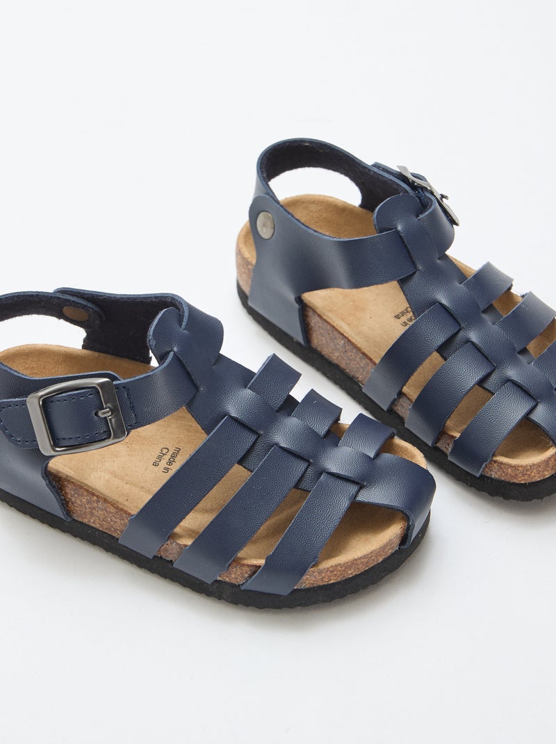 Sandália estampada lisa com tiras Azul - Kiabi