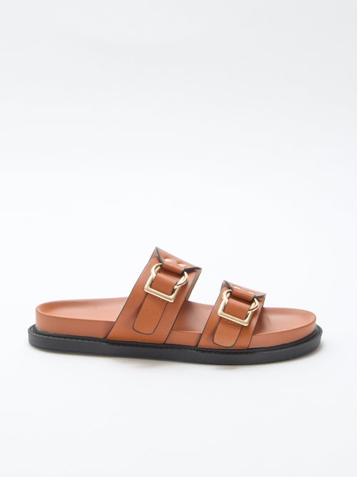 Sandália rasteira com tiras duplas - Kiabi