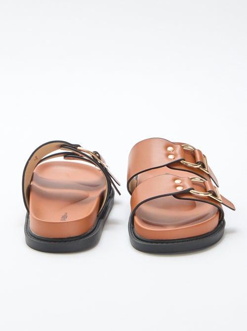 Sandália rasteira com tiras duplas - Kiabi