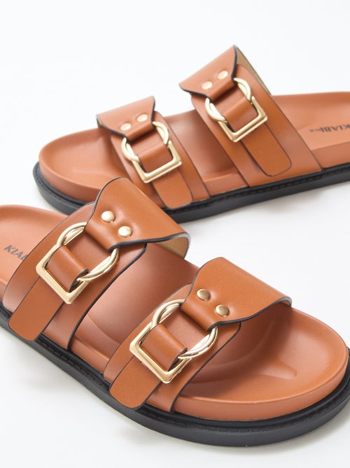 Sandália rasteira com tiras duplas - Kiabi