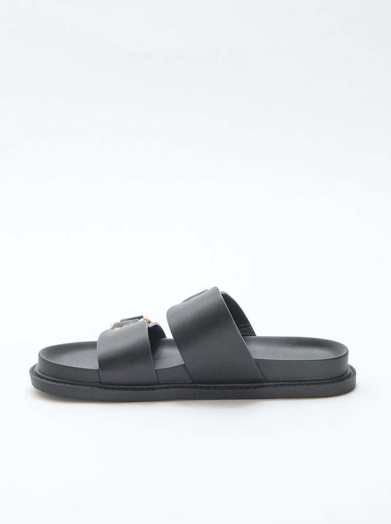 Sandália rasteira com tiras duplas Preto - Kiabi
