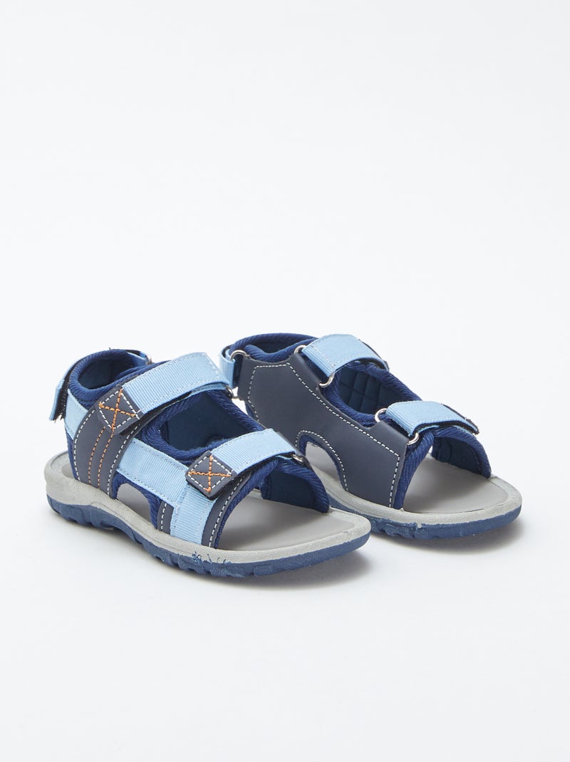 Sandálias abertas com tiras de velcro AZUL - Kiabi