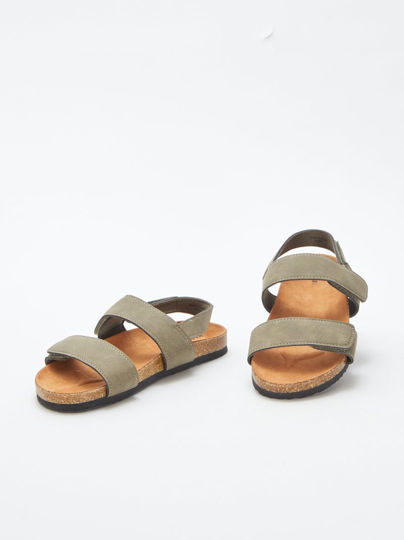 Sandálias abertas com tiras de velcro CAQUI - Kiabi