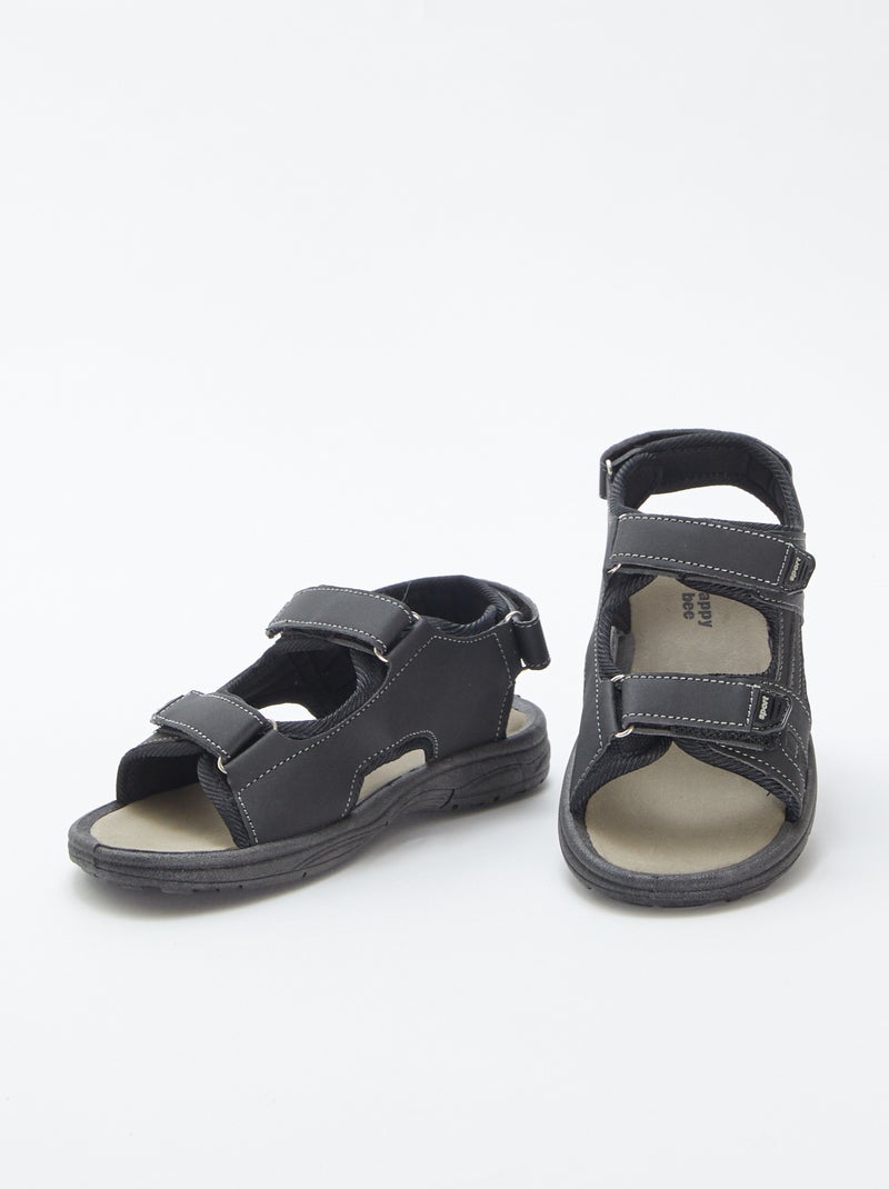 Sandálias abertas com tiras de velcro PRETO - Kiabi