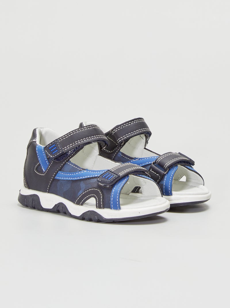 Sandálias abertas com velcros Azul Naval - Kiabi