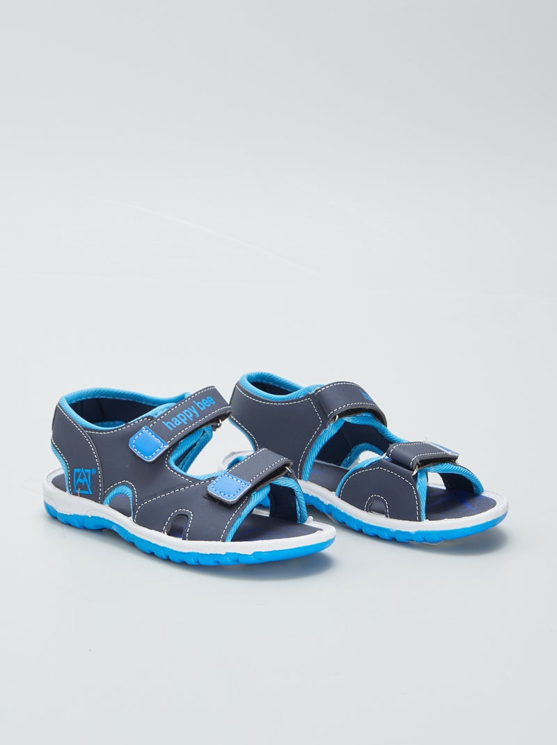 Sandálias bicolores com tiras de velcro AZUL - Kiabi