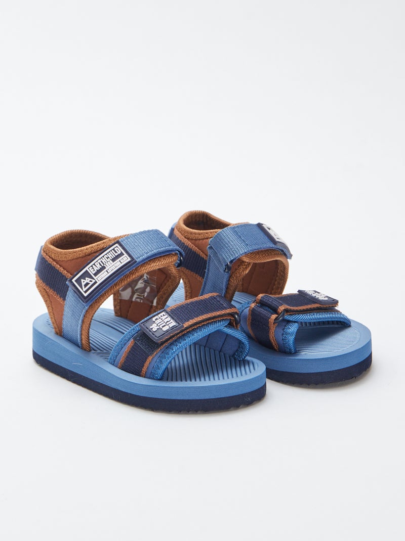 Sandálias bicolores com tiras de velcro AZUL - Kiabi