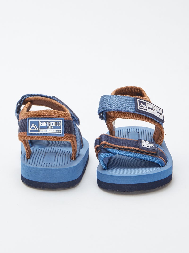 Sandálias bicolores com tiras de velcro AZUL - Kiabi