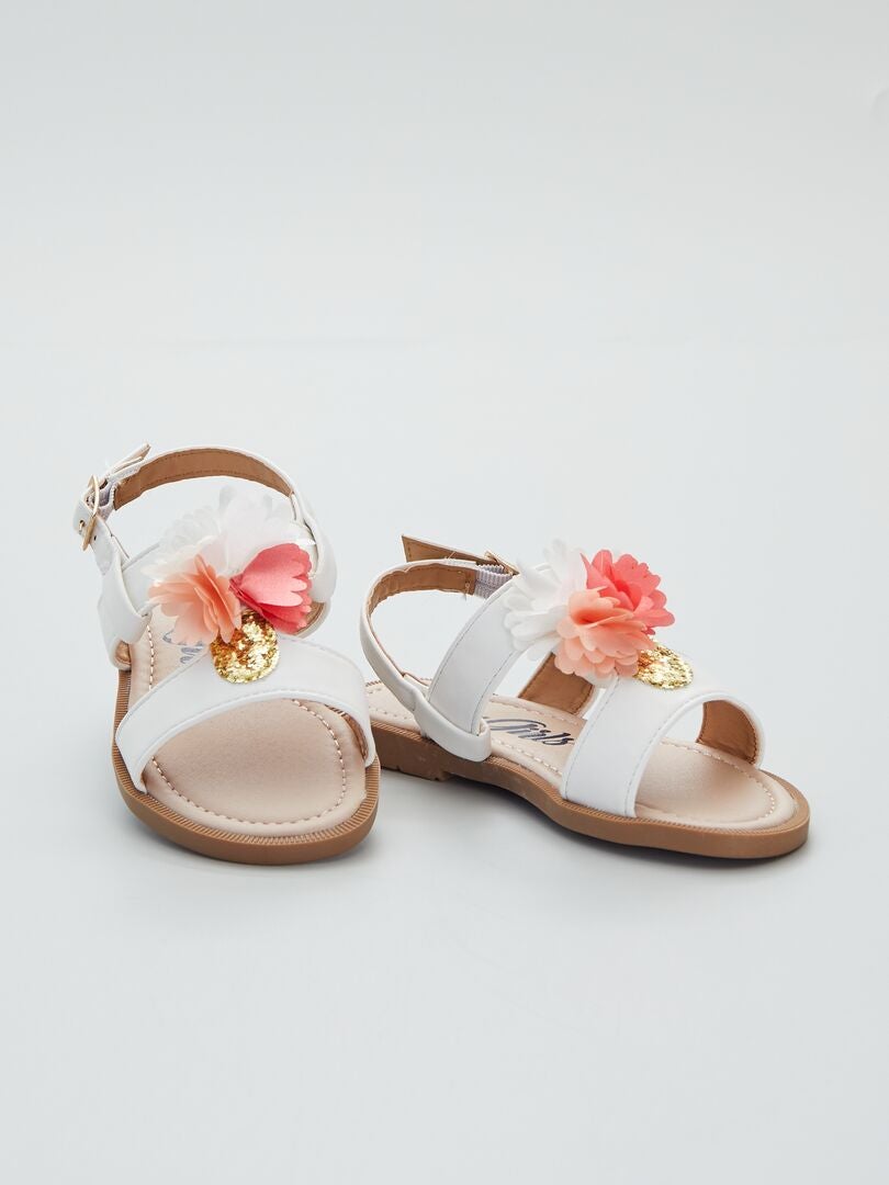 Sandálias brilhantes com 'flores' BRANCO - Kiabi
