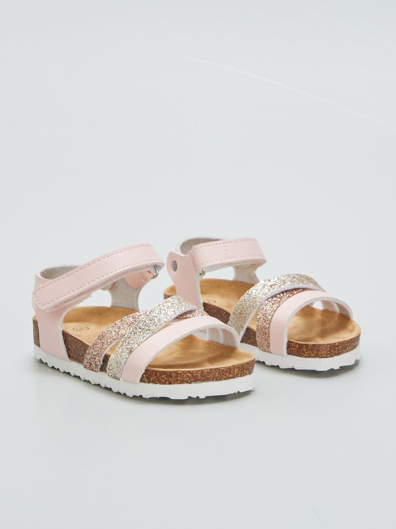 Sandálias brilhantes com velcros ROSA - Kiabi