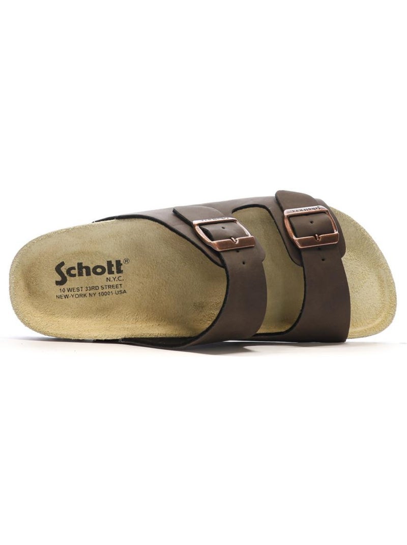 Sandálias Castanhas Lisas para Homem Schott Arthur Castanho-capuccino - Kiabi