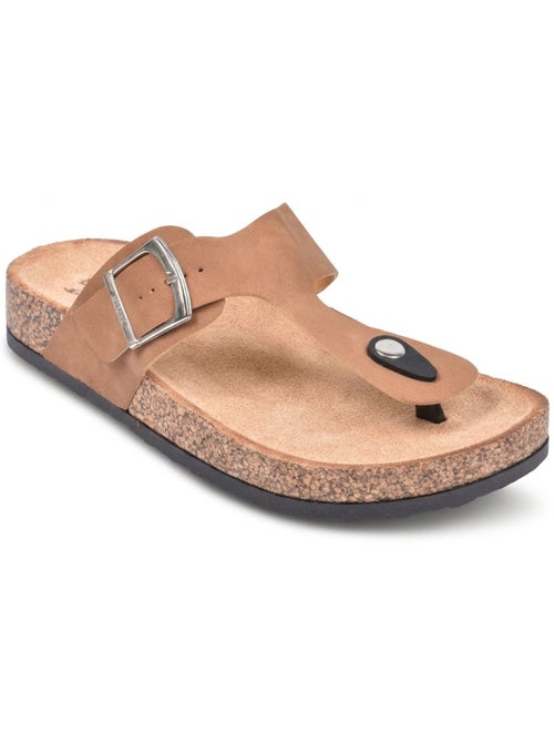 Sandalias Chinelo de Dedo Fivela Camurça Metal Camel Prata Bronze OZABI - Kiabi Sandalias Chinelo de Dedo Fivela Camurça Metal Camel Prata Bronze OZABI - Kiabi