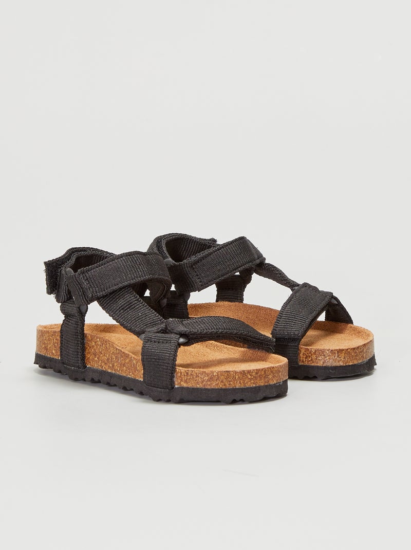 Sandálias com 3 tiras de velcro Preto - Kiabi