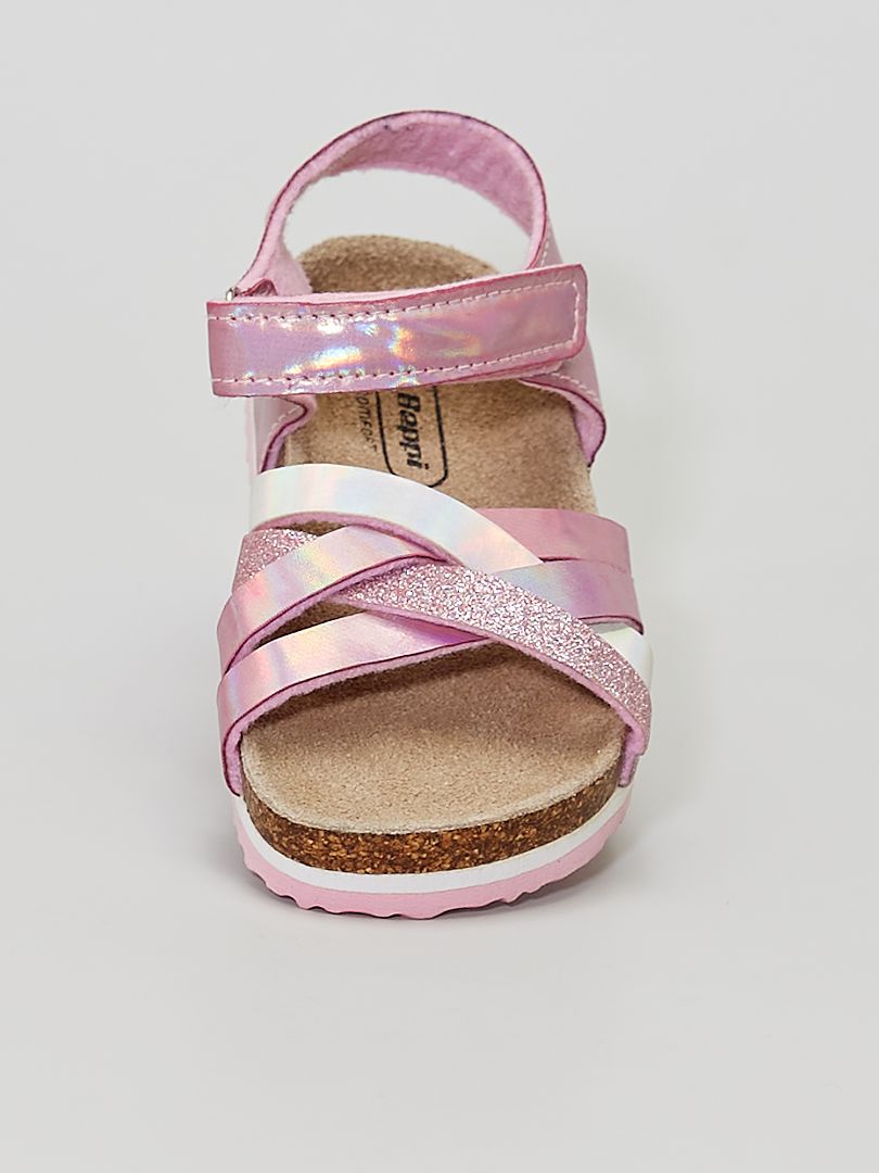 Sandálias com brilhantes com solas em couro Rosa - Kiabi