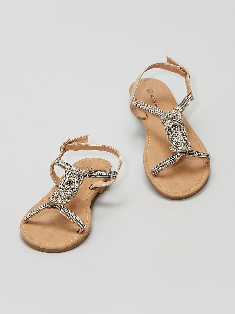 Sandálias com brilhantes Dourado - Kiabi