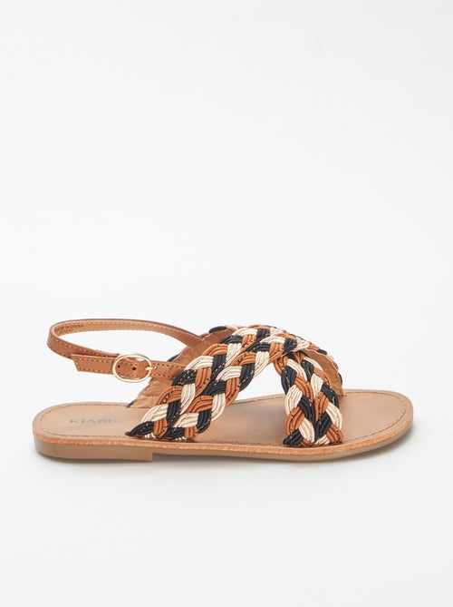 Sandálias com correias cruzadas tricolores - Kiabi