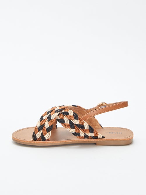 Sandálias com correias cruzadas tricolores - Kiabi