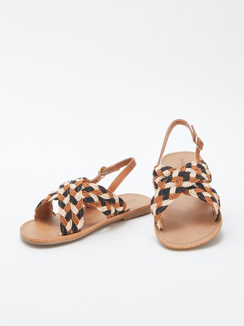 Sandálias com correias cruzadas tricolores - Kiabi