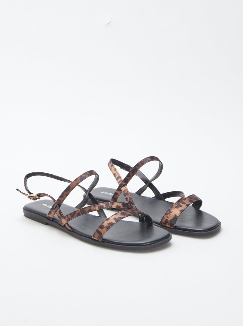Sandálias com correias finas e estampado leopardo PRETO - Kiabi