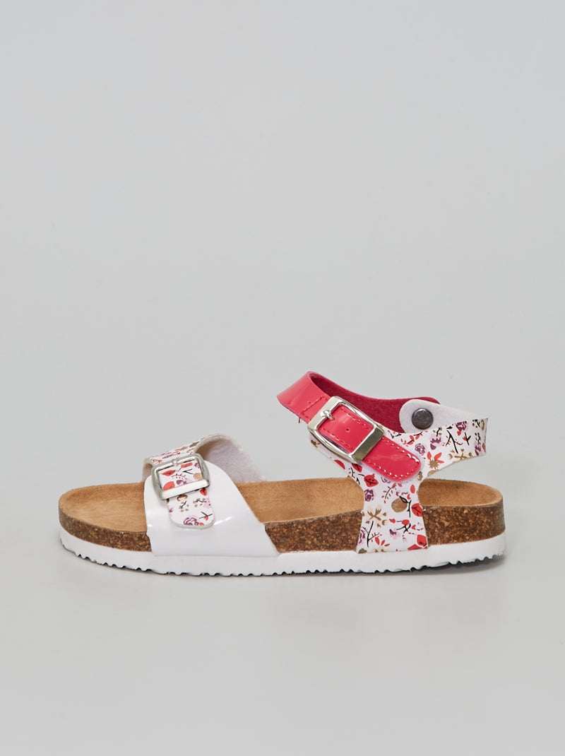 Sandálias com estampado 'flores' Branco/ Rosa - Kiabi