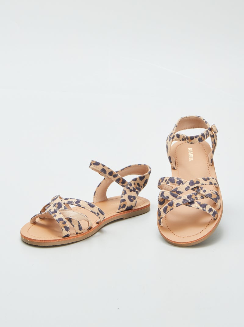 Sandálias com estampado leopardo CASTANHO - Kiabi