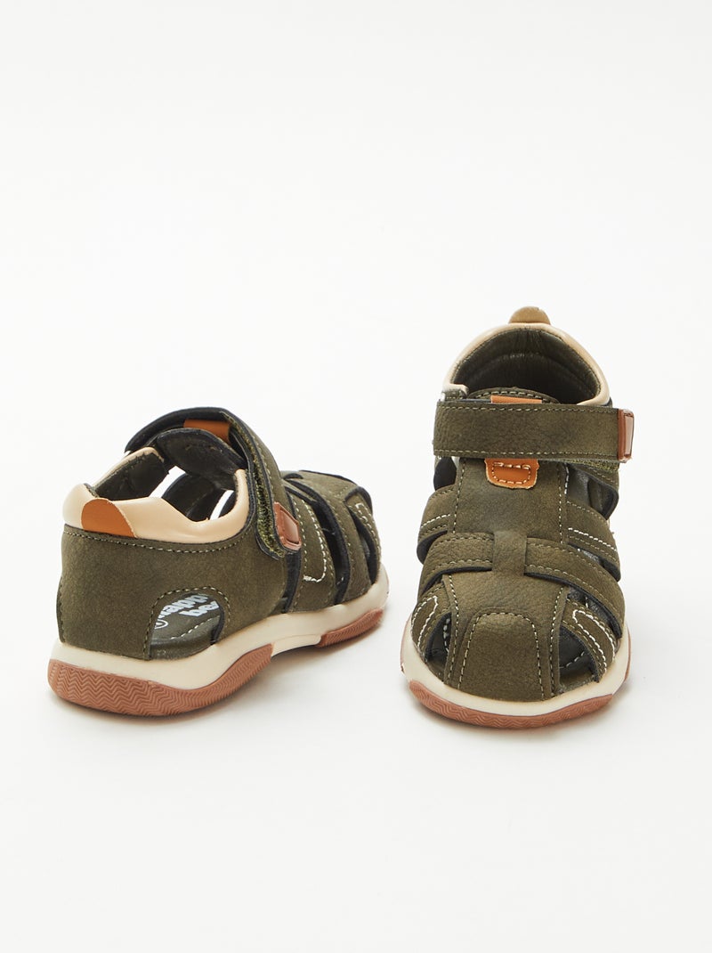 Sandálias com fecho de velcro Caqui - Kiabi