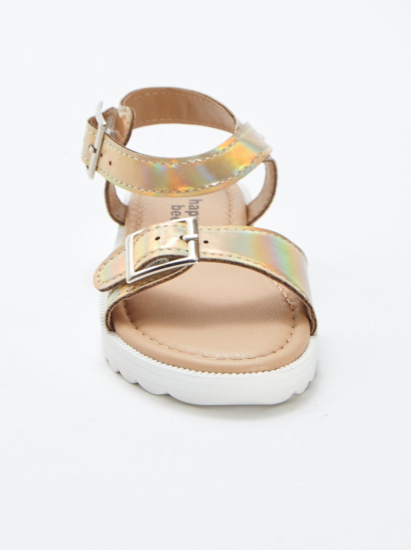 Sandálias com fivela holográfica BEGE - Kiabi