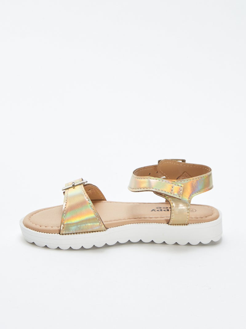 Sandálias com fivela holográfica BEGE - Kiabi
