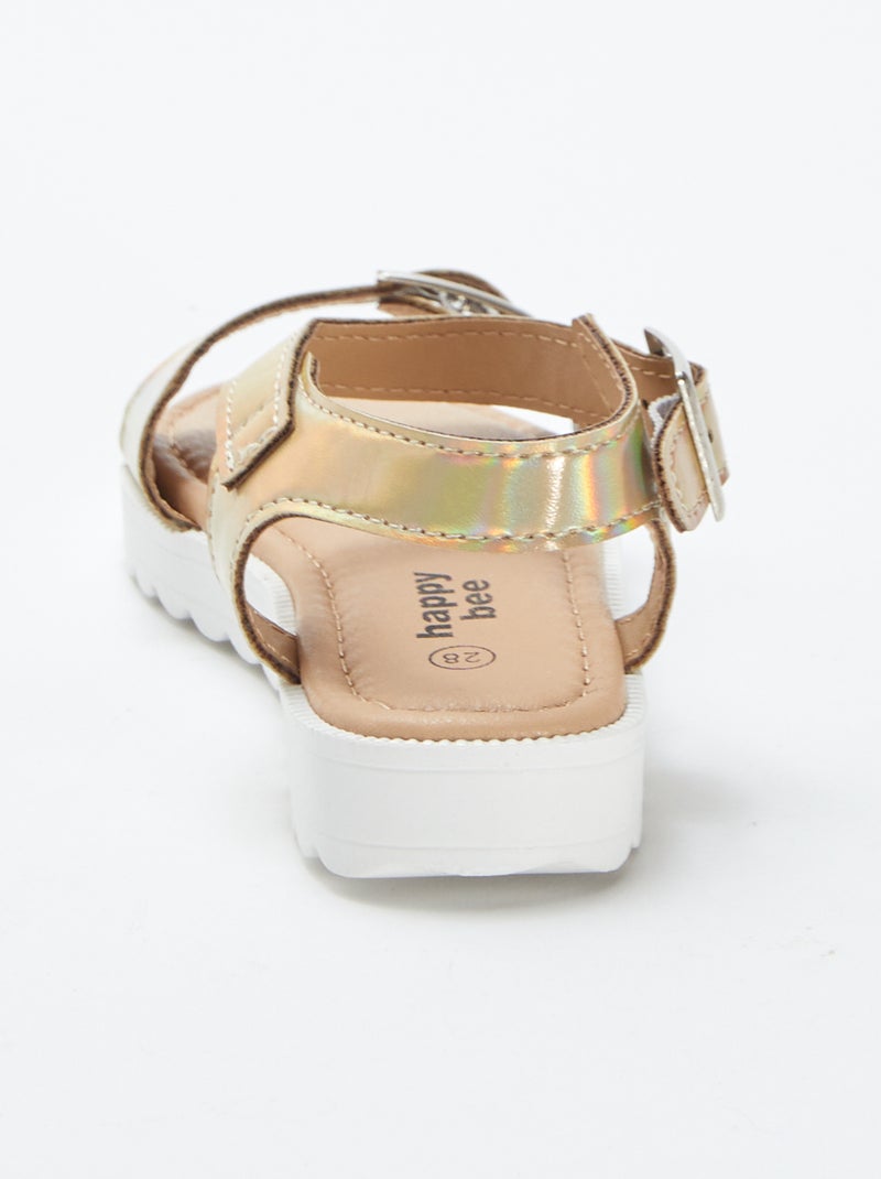 Sandálias com fivela holográfica BEGE - Kiabi
