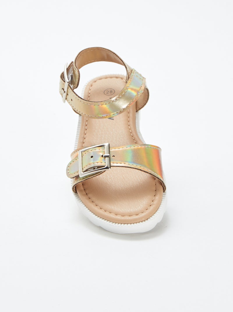 Sandálias com fivela holográfica BEGE - Kiabi