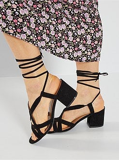 Sandálias com laço de salto alto - Kiabi