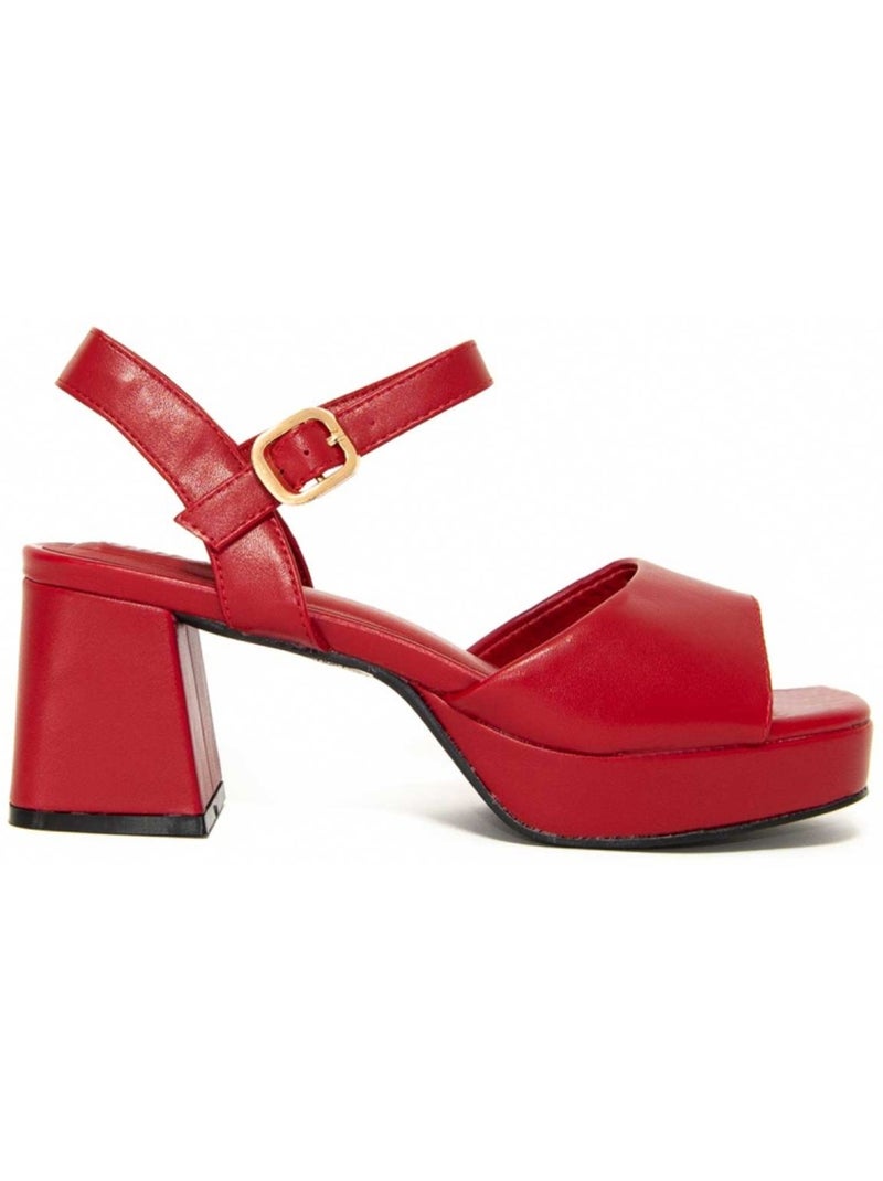 Sandálias Com Salto Material Sintético Montevita Vermelho - Kiabi
