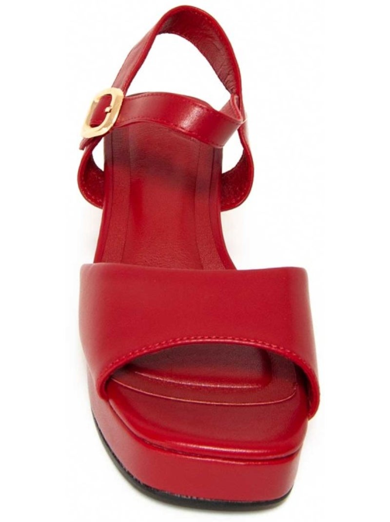 Sandálias Com Salto Material Sintético Montevita Vermelho - Kiabi
