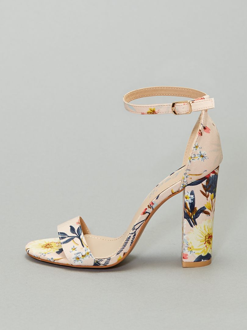 Sandálias com saltos floridos BEGE - Kiabi
