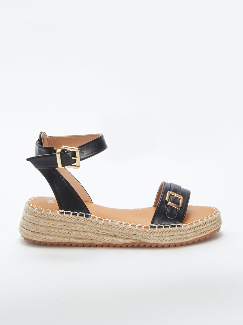 Sandálias com sola em cunha em corda PRETO - Kiabi