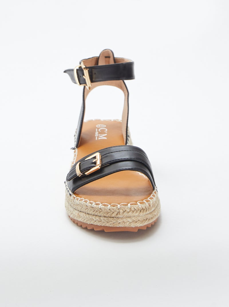 Sandálias com sola em cunha em corda PRETO - Kiabi