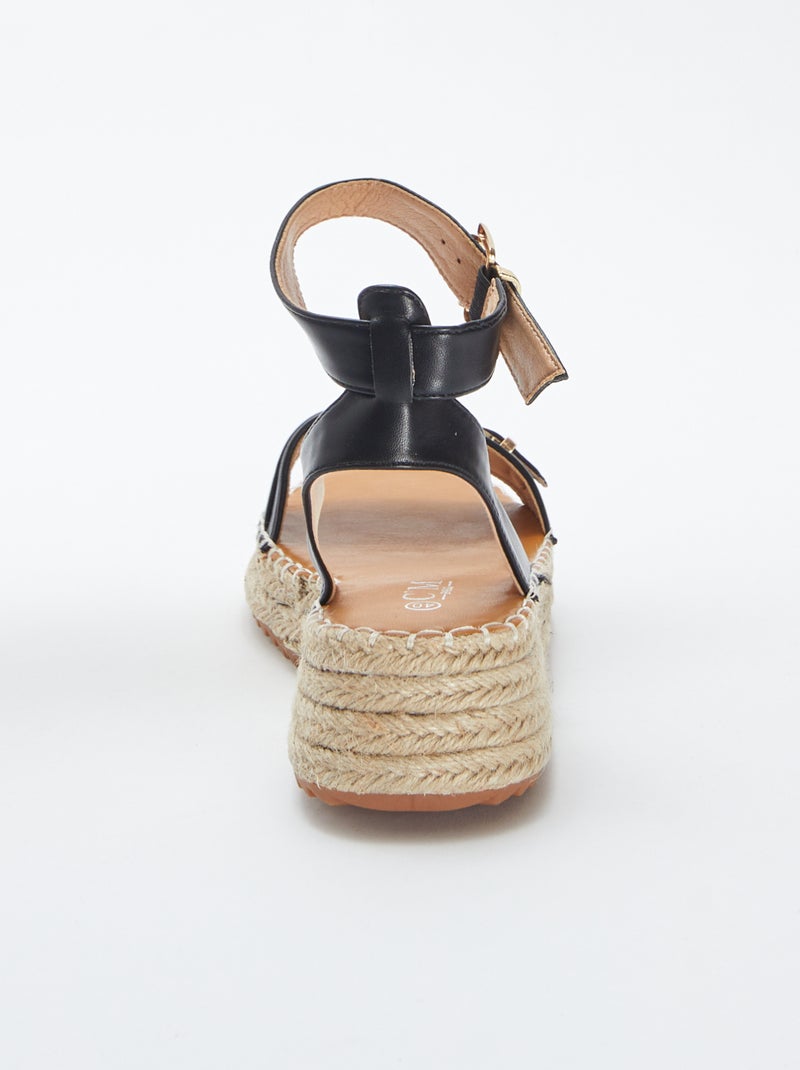 Sandálias com sola em cunha em corda PRETO - Kiabi