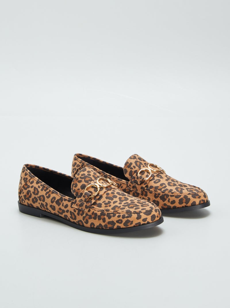 Sandálias com sola rasa e estampado leopardo PRETO - Kiabi
