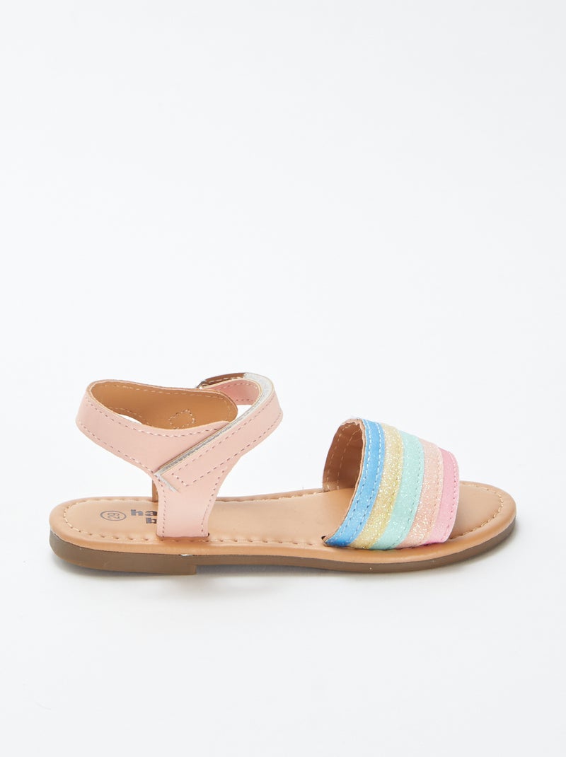 Sandálias com tira de velcro com tira larga multicor ROSA - Kiabi