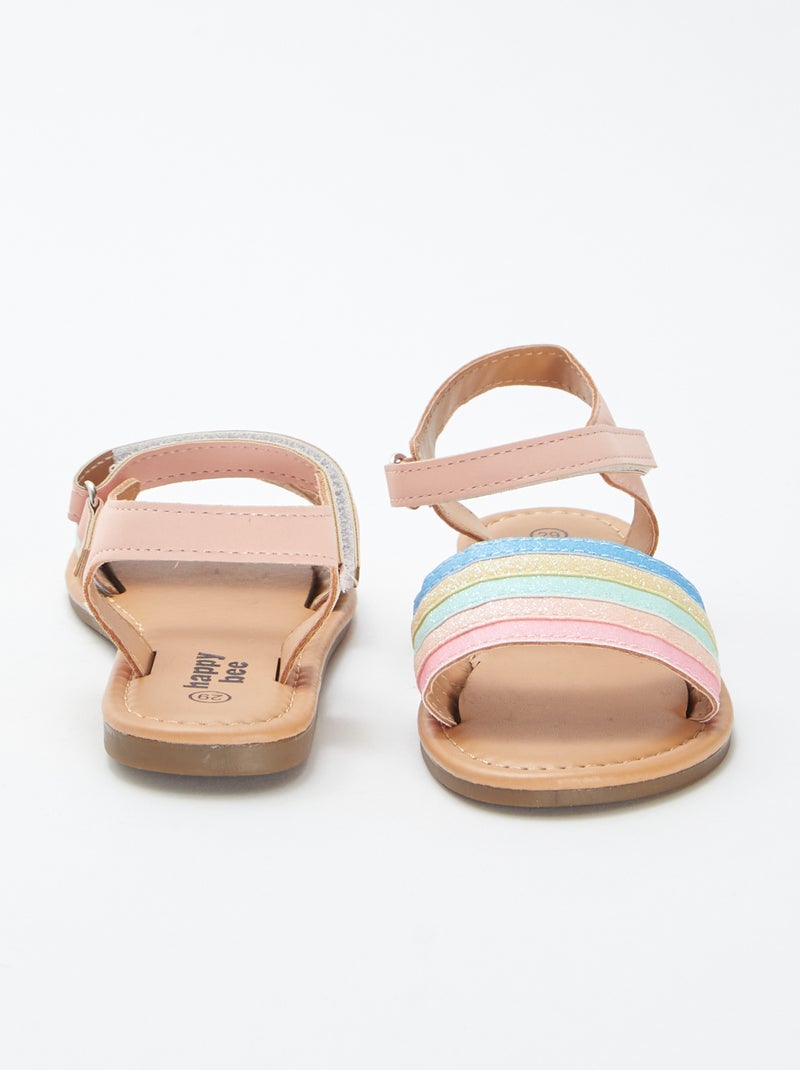 Sandálias com tira de velcro com tira larga multicor ROSA - Kiabi