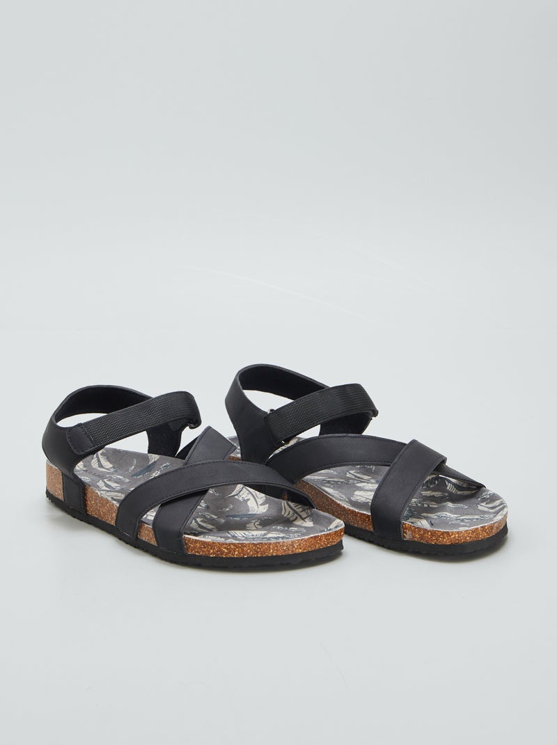 Sandálias com tira de velcro PRETO - Kiabi