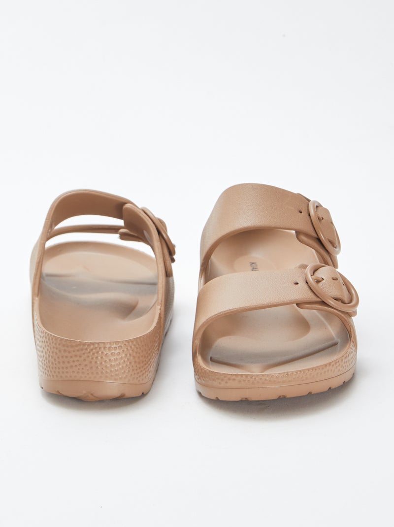 Sandálias com tira dupla bege - Kiabi