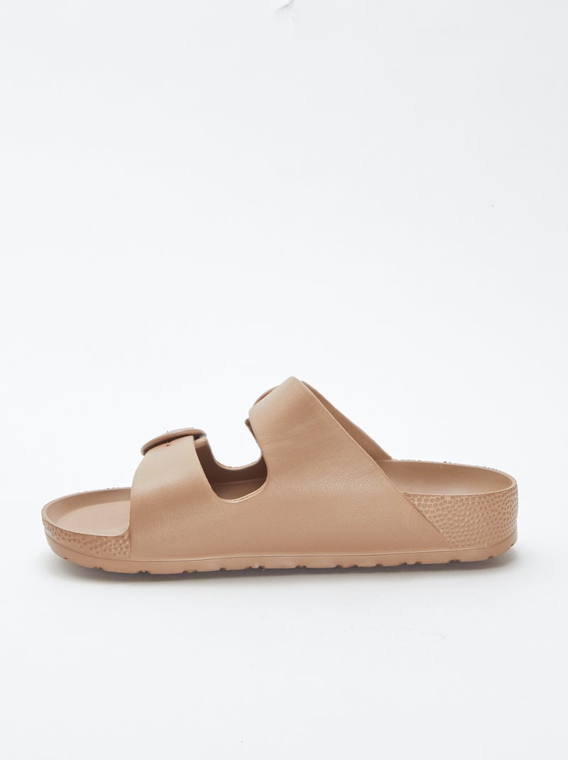 Sandálias com tira dupla bege - Kiabi