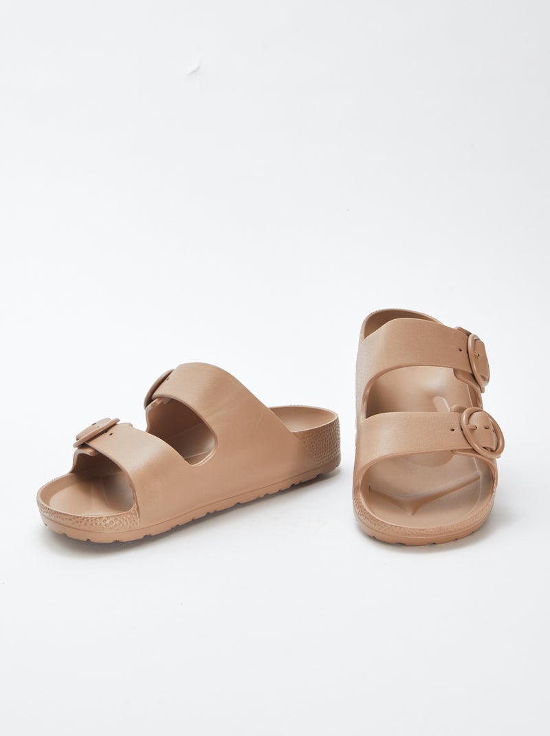 Sandálias com tira dupla bege - Kiabi