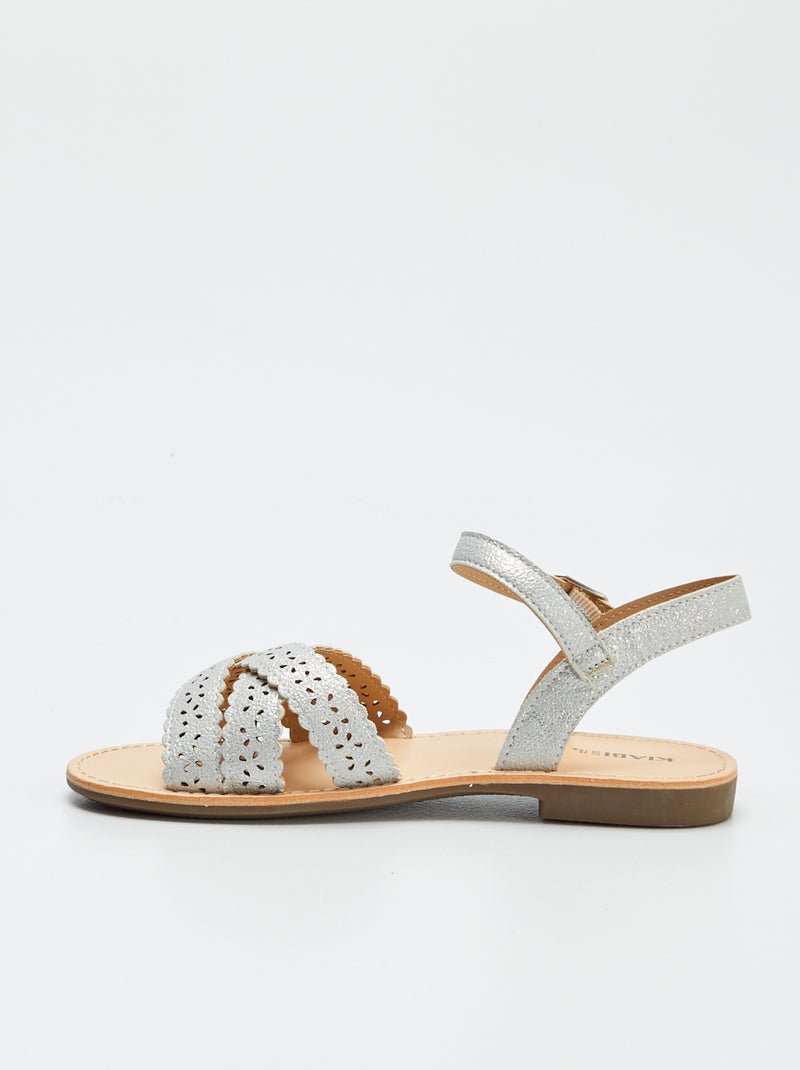 Sandálias com tiras ajuradas CINZA - Kiabi