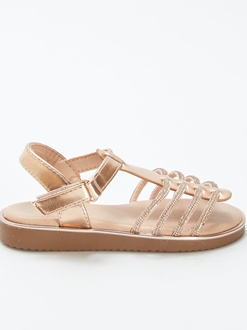Sandálias com tiras com brilhantes BEGE - Kiabi